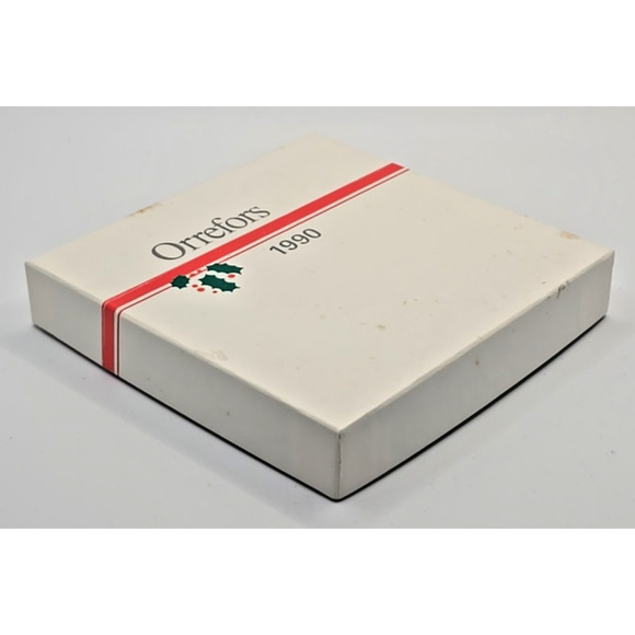 Vintage Orrefors 1990 Holly Christmas Ornament Crystal in Box U97 - Picture 5 of 5